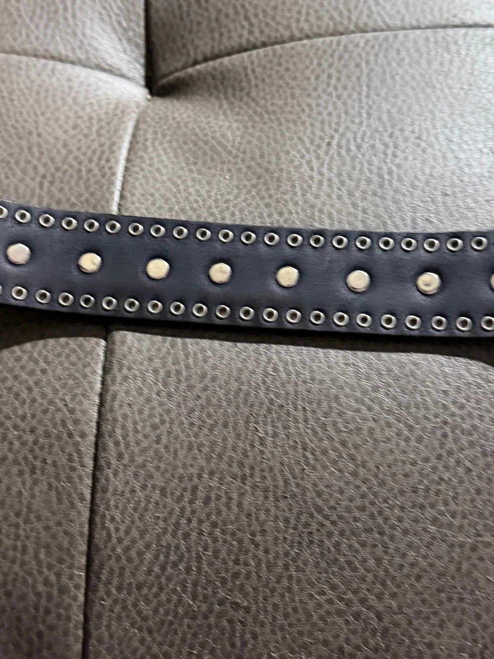 Western Studded Leather Belt with Silver Buckle - Black